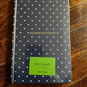 NWT kate spade Occasions and Contacts Book, Navy with White Dots